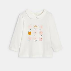 تي شيرت أبيض بياقة "كلودين" للفتيات الصغيرات